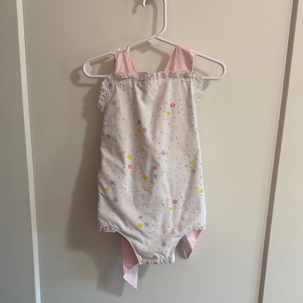 Floral Sunsuit with Pink Straps